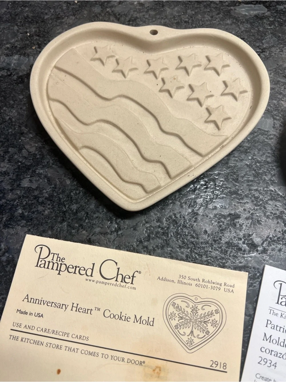 The Pampered Chef Anniversary Heart & Patriotic Heart Cookie Mold. New in box